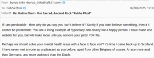 Ed Gold, Journalist send a Racist and Threatening email to bully the removal of a PDF detailing his past behaviour.