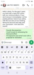 Whatsapp Message with intimation attempt from Ed Gold Journalist 2